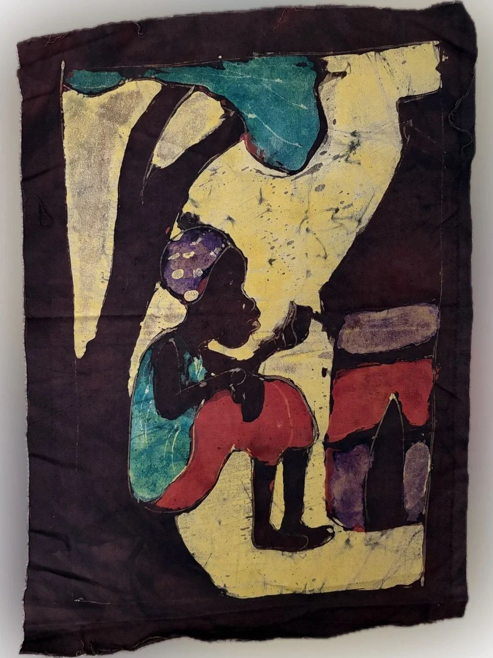 Batik Wall Tapestry in Black, Yellow, Red